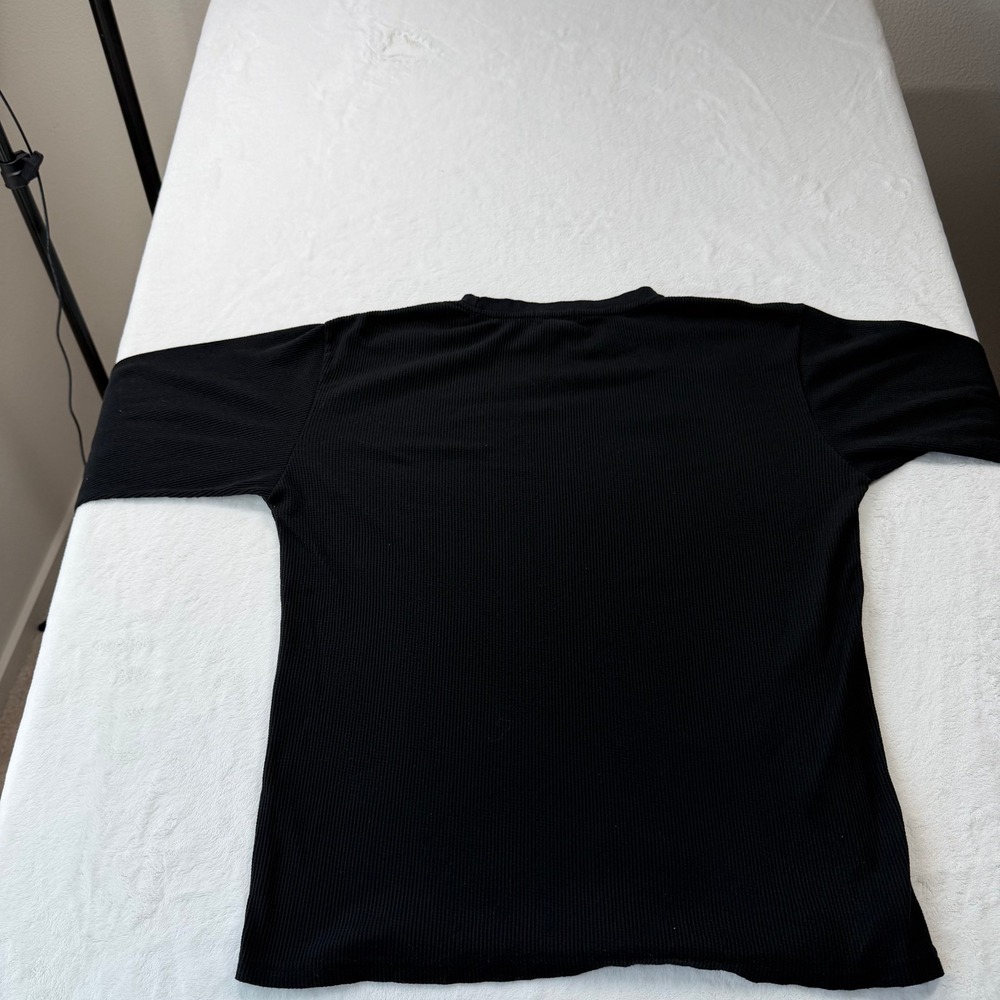 D/SET Waffle Knit Thermal Long Sleeve Shirt Mens XL Black Excellent MT1112 - Picture 3 of 5